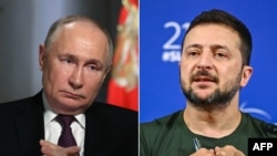 Рускиот претседател Владимир Путин и украинскиот претседател Володомир Зеленски