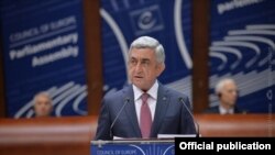 Президент Армении Серж Саргсян выступает в ПАСЕ, Страсбург, 24 января 2018 г.