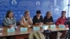 Участницы пресс-конференции по теме «Остановите феминицид в Казахстане!». Алматы, 22 ноября 2023 года