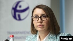Armenia - Human rights ombudswoman Kristine Grigorian attends a public discussion in Yerevan, March 2, 2022.