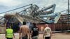 Representatives of the protection and rescue service visit the Port of Bar after the strong storm that hit Montenegro.