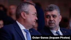 În imagine, premierul Marcel Ciolacu, liderul PSD (în dreapta) și fostul premier Nicolae Ciucă, liderul PNL.