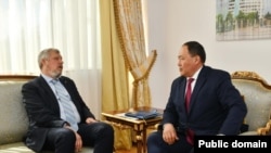 Заместитель МИД Казахстана Ермухамбет Конуспаев (справа) с послом (на тот момент) Украины в Казахстан Петром Врублевским