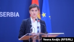 Predsednica Skupštine Srbije i bivša premijerka Ana Brnabić na konferenciji za novinare, jun 2022. 