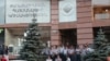 Armenia - Riot police guard the entrance to the headquarters of the ruling Civil Contract party in Yerevan, June 20, 2022.