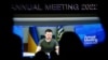 Ukrajinski predsjednik dok drži video obraćanje delegatima Svjetskog ekonomskog foruma (WEF) u Davosu, Švicarska, 23. maja 2022.