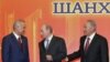 Uzbek President Islam Karimov, Russian President Vladimir Putin, and Kazakh President Nursultan Naza