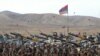 Armenia -- Troops and tanks lined up for a military exercise.