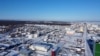 Вид на Покровск, город в Республика Саха (Якутия), Российская Федерация
