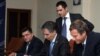 Armenia -- Minister of Economy Tigran Davtian (C) and a representative of the Argentine company Corporacion America sign an agreement on a free economic zone at Zvartnots airport, 14Jul2011