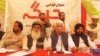 د جماعت اسلامي پروفیسر محمد ابراهیم خان (له کیڼ لوري دویم) په ګډون د سیمې یوشمېر مشرانو او سیاستوالانو په جرګه کې ګډون وکړ - د اپرېل شپږمې انځور.