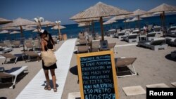 Insula Kos, Grecia - Anunț cu măsurile de protecție ce trebuie respectate pe plajă