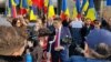 George Simion, liderul AUR, s-a alăturat mulțimii de protestatari din fața Parlamentului European de la Bruxelles timp de 20 de minute.