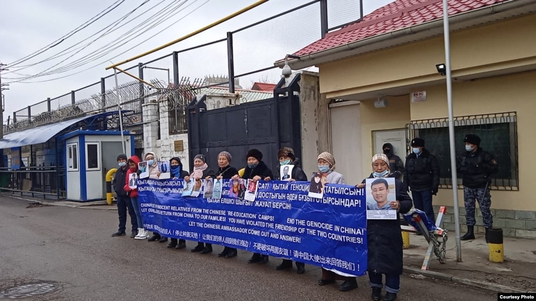 The protest near the Chinese Consulate in Almaty