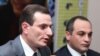 Armenia -- Parliament deputies Artak Zakarian (L) and Koryun Nahapetian hold a news conference in Yerevan, 9 March 2010.