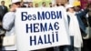 Футболка з написом «Нас єднає єдина державна мова» під час засідання Верховної Ради України. Київ, 25 квітня 2019 року. Цього дня депутати ухвалили закон про українську мову