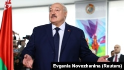 BELARUS - Belarusian President and presidential candidate Alexander Lukashenko visits a polling station during the presidential election in Minsk, January 26, 2025. 