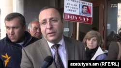 Armenia -- Tigran Hayrapetian, the lawyer of jailed opposition activist Gevorg Safarian, speaks to RFE/RL, Yerevan, 25Mar2016