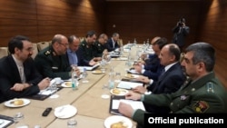 Russia - Armenian Defense Minister Seyran Ohanian meets Iranian Defence Minister Hossein Dehqan in Moscow, 27April2016