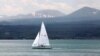 Armenia - A sailboat on Lake Sevan.
