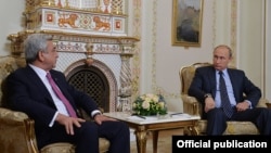 Russia - President Vladimir Putin meets with his Armenian counterpart Serzh Sarkisian, Novo-Ogaryovo, 7Sep2015.