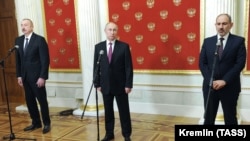 Ռուսաստանի, Հայաստանի և Ադրբեջանի ղեկավարները Մոսկվայում կայացած հանդիպումից հետո։ 11-ը հունվարի, 2021թ