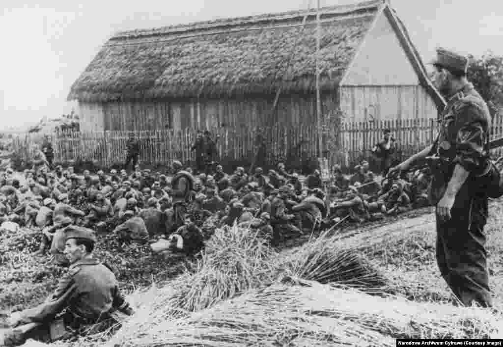 Группа советских военнопленных, захваченных фашистскими войсками. Около половины советских военнопленных, удерживаемых Германией, умерли в неволе. Смертность среди американских и британских пленных составляла четыре процента. 