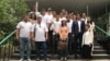 Родственники и сторонники предпринимателя 47-летнего Искандера Еримбетова, наблюдавшие за судебным процессом в Медеуском районном суде по уголовным делам. Алматы, 27 июня 2018 года. 