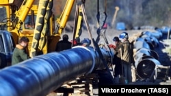 A section of the Druzhba pipeline in Belarus (file photo)