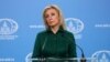 RUSSIA - Russian Foreign Ministry Spokesperson Maria Zakharova speaks at a news briefing in Moscow, January 20, 2022.