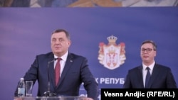 Aleksandar Vučić i Milorad Dodik tokom sastanka u Beogradu