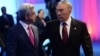 Kaakhstan - President Nursultan Nazarbayev and his Armenian counterpart Serzh Sarkisian talk during a summit in Astana, 29May2014.