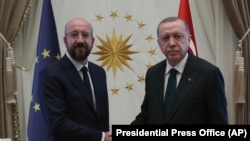 ԵՄ խորհրդի նախագահ Շարլ Միշելը և Թուրքիայի նախագահ Ռեջեփ Թայիփ Էրդողանը, արխիվ
