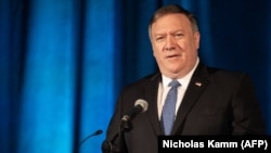 U.S. Secretary of State Mike Pompeo addresses the Indo-Pacific Business Forum at the U.S. Chamber of Commerce in Washington on July 30.