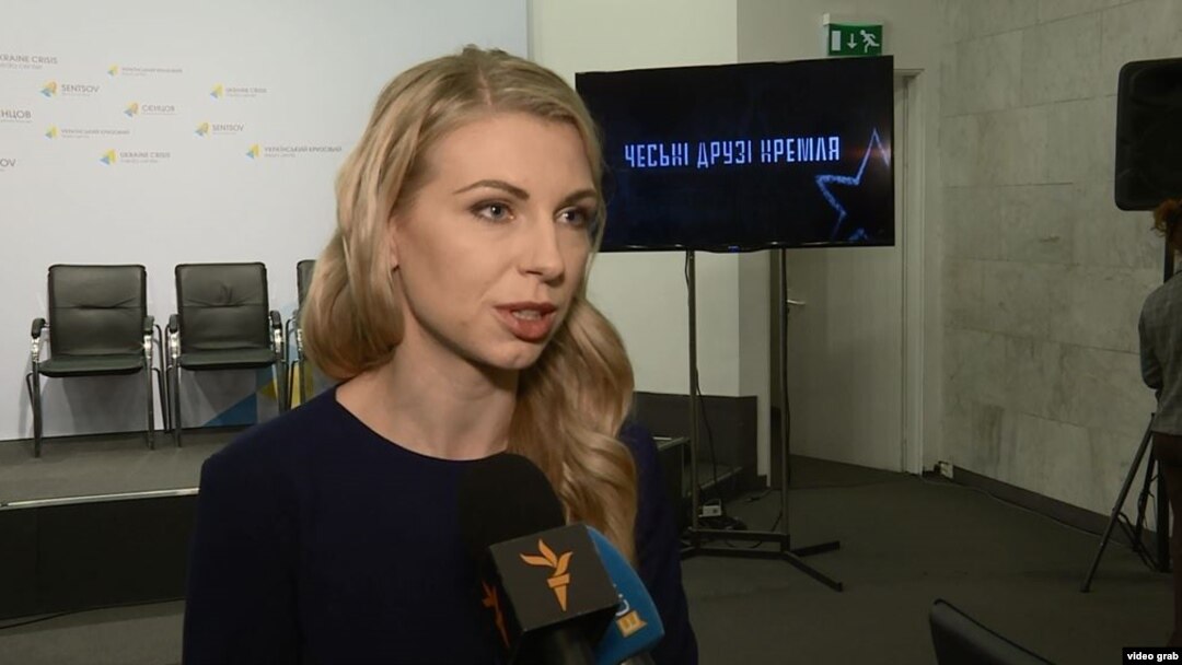 Ольга Мальчевська під час презентації фільму «Чеські друзі Кремля», 16 грудня 2015 року