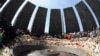 Armenia - Armenians lay flowers at the Armenian Genocide Memorial in Yerevan, 24Apr2012.